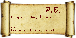 Propszt Benjámin névjegykártya